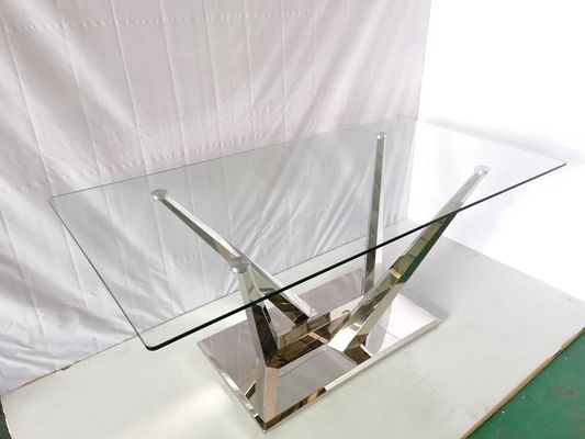 अच्छी कीमत 6 कुर्सियों स्टेनलेस स्टील संगमरमर स्टोन डाइनिंग टेबल के साथ ग्लास डाइनिंग टेबल ऑनलाइन