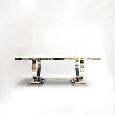 अच्छी कीमत दो सर्किल चिकना आधुनिक डाइनिंग टेबल मार्बल टॉप 201 स्टेनलेस स्टील परिवार का उपयोग: ऑनलाइन