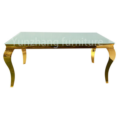 अच्छा दाम संगमरमर के शीर्ष के साथ आयताकार आकार का डाइनिंग रूम स्टेनलेस स्टील टेबल ऑनलाइन