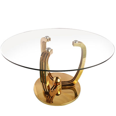 अच्छी कीमत यूरोपीय शैली स्टेनलेस स्टील 8 सीटों के लिए गोल टेम्पर्ड ग्लास भोजन की मेज भोजन डिजाइन के लिए रेस्तरां के लिए ऑनलाइन