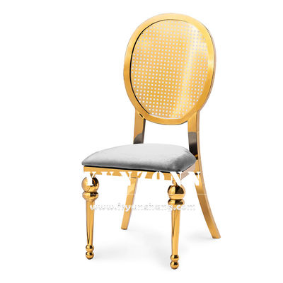 अच्छी कीमत मध्य पूर्व बाजार भोजन फर्नीचर भोज पार्टी स्टेनलेस स्टील की कुर्सी स्वर्ण लक्जरी शादी की कुर्सी ऑनलाइन