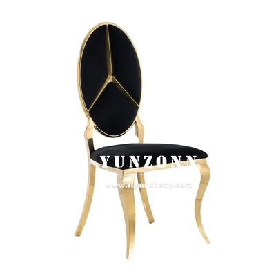 अच्छा दाम गर्म बिक्री फैंसी बेंज डिजाइन वापस भोजन फर्नीचर होटल शादी समारोह पार्टी के लिए सोने स्टेनलेस स्टील बैंकेट कुर्सी ऑनलाइन