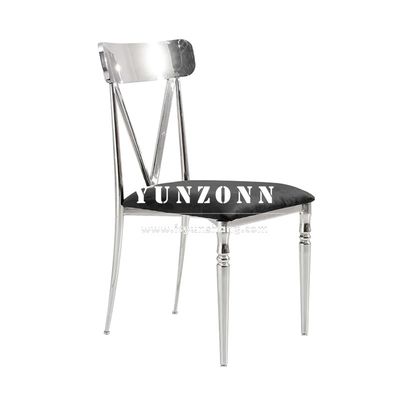 उच्च पीठ काली कस्तूरी कस्तूरी भोजन कुर्सी स्टेनलेस स्टील के पैर होटल इवेंट भोजन कक्ष एसएस फर्नीचर कुर्सियां