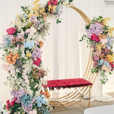 अच्छा दाम सोने की स्टेनलेस स्टील फ्रेम सोफा शादी और भोजन के लिए जोड़े के लिए सर्कल आकार डिजाइन आरामदायक भोजन कुर्सियां ऑनलाइन