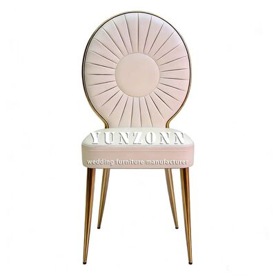 अच्छा दाम रिसेप्शन इवेंट्स के लिए थोक सोने के स्टेनलेस स्टील पु लेदर लक्जरी वेडिंग चेयर ऑनलाइन