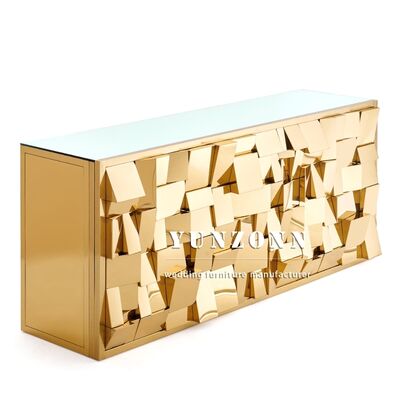 अच्छा दाम होटल और वेडिंग इवेंट्स के लिए मिरर ग्लास न्यू डिज़ाइन होम क्लब बार काउंटर के साथ मॉडर्न स्टेनलेस स्टील आयरन रेक्टेंगल बार टेबल ऑनलाइन