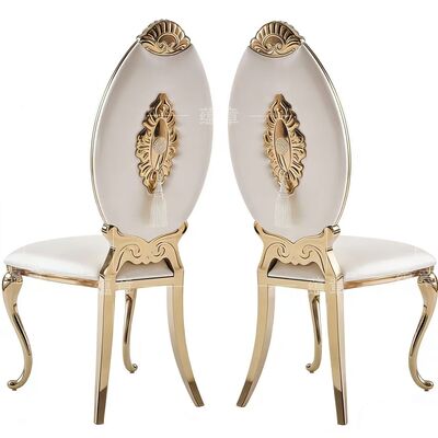 अच्छा दाम फर्नीचर कारखाने स्टेनलेस स्टील की प्रत्यक्ष बिक्री शास्त्रीय शैली की उच्च पीठ वाली सोने की चादरें विवाह और भोज के लिए उपयुक्त ऑनलाइन