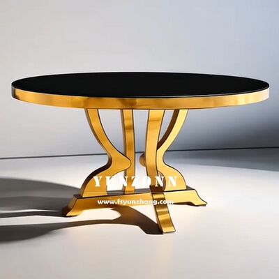 अच्छा दाम होटलों के लिए नई शैली स्टेनलेस स्टील गोल डाइनिंग टेबल गोल्ड इवेंट्स वेडिंग टेबल ऑनलाइन