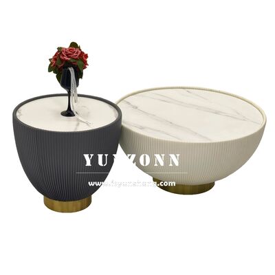 अच्छा दाम हॉट सेल व्हाइट राउंड कॉफी टेबल रॉक स्लैब डिज़ाइन के साथ लिविंग रूम या होटल के उपयोग के लिए ऑनलाइन