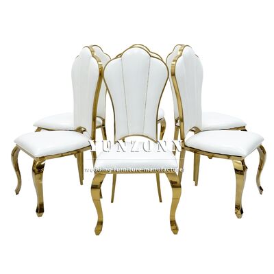 अच्छा दाम होटल रेस्तरां रिसेप्शन के लिए लक्जरी इवेंट फर्नीचर स्टेनलेस स्टील गोल्ड स्टैकेबल इवेंट्स बैंक्वेट वेडिंग कुर्सियाँ ऑनलाइन