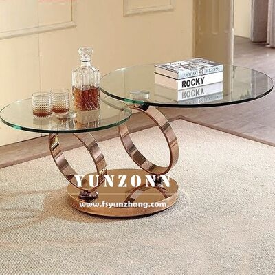 अच्छा दाम आधुनिक बहुउद्देश्यीय कॉफी टेबल दोहरी प्रबलित ग्लास टॉप घूर्णन गोल डिजाइन लिविंग रूम भोजन घर रसोई बेडरूम ऑनलाइन