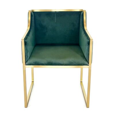 अच्छा दाम आउटडोर गार्डन रेस्तरां होटल भोज भोजन कक्ष फर्नीचर सोना स्टेनलेस स्टील पैर कपड़े मखमल गहरे हरे रंग की शादी की कुर्सियां ऑनलाइन