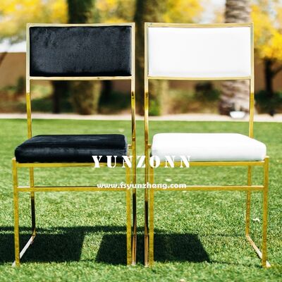 अच्छा दाम सस्ते होटल इवेंट्स पार्टी फर्नीचर पीयू/वेल्वेट/फैब्रिक कुशन सोना स्टेनलेस स्टील शादी भोजन कुर्सियां ऑनलाइन