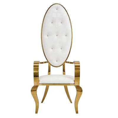 अच्छा दाम पार्टी डाइनिंग होटल के लिए लग्जरी स्टेनलेस स्टील लेदर ड्यूरेबल आउटडोर मॉडर्न हाई बैक बैंक्वेट हॉल ब्राइडल वेडिंग विला चेयर ऑनलाइन