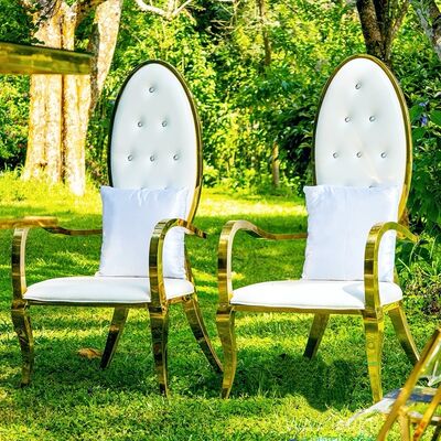 अच्छा दाम आधुनिक स्टेनलेस स्टील धातु सिंहासन राजा और रानी कुर्सियाँ वेडिंग महारानी कुर्सी कार्यक्रमों, बैंक्वेट, होटलों के लिए ऑनलाइन