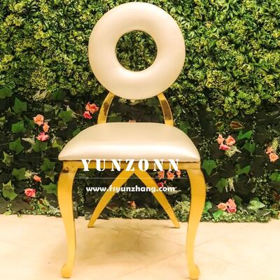 अच्छा दाम बैंक्वेट और रेस्तरां के लिए स्टेनलेस स्टील के साथ हाई क्वालिटी मॉडर्न गोल्ड डाइनिंग चेयर राउंड बैक ऑनलाइन