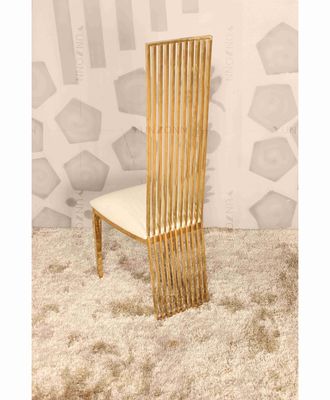 अच्छा दाम हाई बैक वेडिंग चेयर गोल्ड लग्जरी बैंक्वेट चेयर स्टेनलेस स्टील वेट 200Kg ऑनलाइन