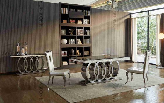 अच्छा दाम हैवी बेस लक्ज़री मॉडर्न डाइनिंग टेबल्स ब्लैक ग्लास टॉप डाइनिंग टेबल L200xW100xH75cm ऑनलाइन