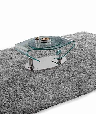 अच्छा दाम ग्लास स्पिनिंग टेबल स्टेनलेस स्टील बेस कॉफी साइड टेबल OEM ऑनलाइन